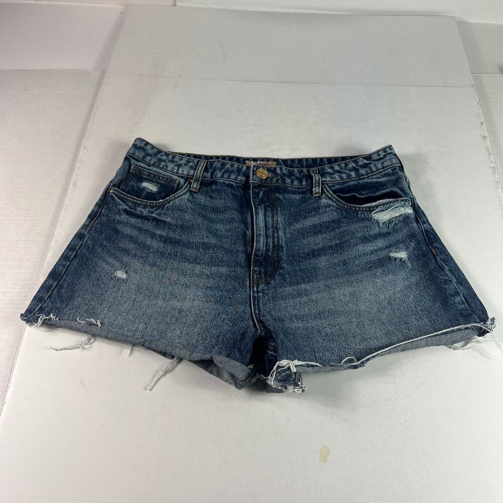 Kut from the Kloth Dark Blue Distressed High Waist Denim Shorts